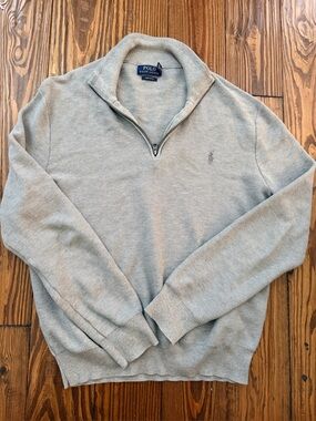 Polo by Ralph Lauren Light Gray Half-Zip Sweater